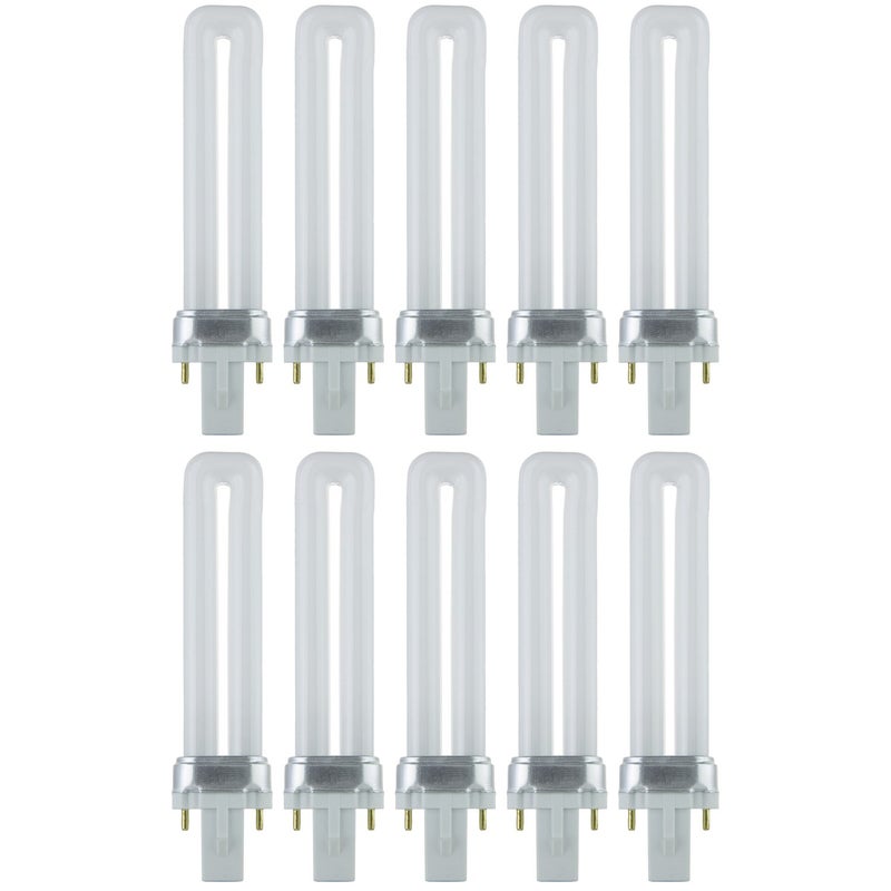 Sunlite 40501 PL7/SP41K Plugin U-Shaped Compact Fluorescent Lamp, 7 Watts, 360 Lumens, 4100K Cool White, 2-Pin (G23) Base, 10 Pack - Image 1